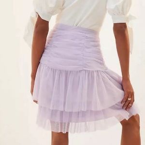 Anthropologie Maeve Tiered Tulle Mini Skirt in Lavender NWT Size 8